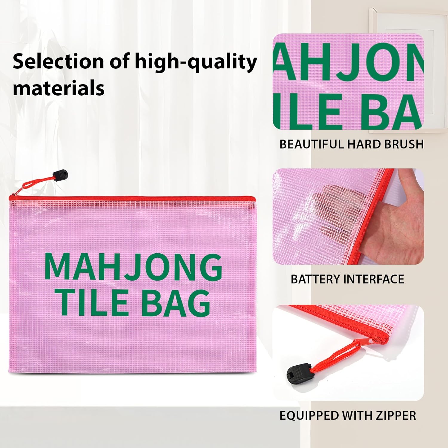 3-Pack Mahjong Tile Bag with Secure Zipper Closure, Durable Mahjong Bags for Tiles – Ideal Organizer for American Mahjong Sets, Gift Accessories and Card Holder Pouch, Protects Game Pieces from Loss