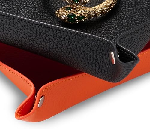 Miniatura 5 de Oirlv Bandeja de cuero de alta calidad para hombre, organizador de joyas, almacenamiento de escritorio, carteras para llaves, teléfonos celulares,