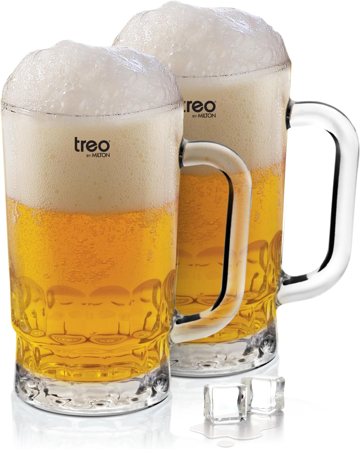 Treo by Milton Gusto Cool Glass Beer Mug, Set of 2, 335 ml Each, Transparent Glasses for Beer, Drinks, Cocktail