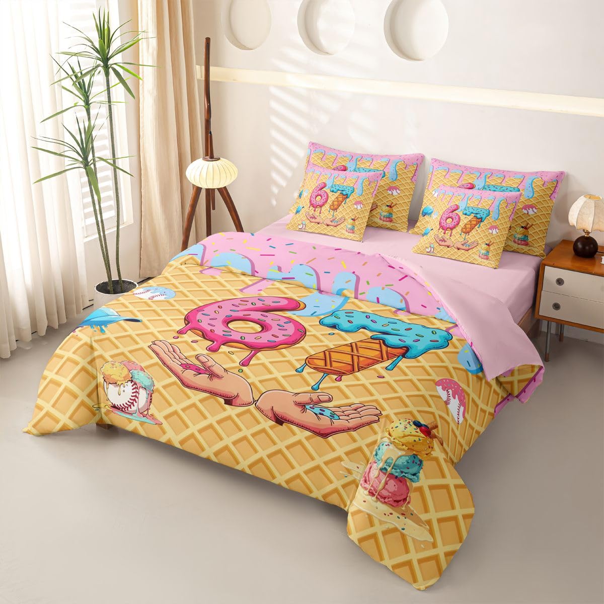 Loussiesd SIX SEVEN 6 7 copripiumino singolo 7 pezzi Baseball set di biancheria da letto per bambini ragazzi ragazze gioco sport letto in una borsa con copripiumino, lenzuola, federe, federe