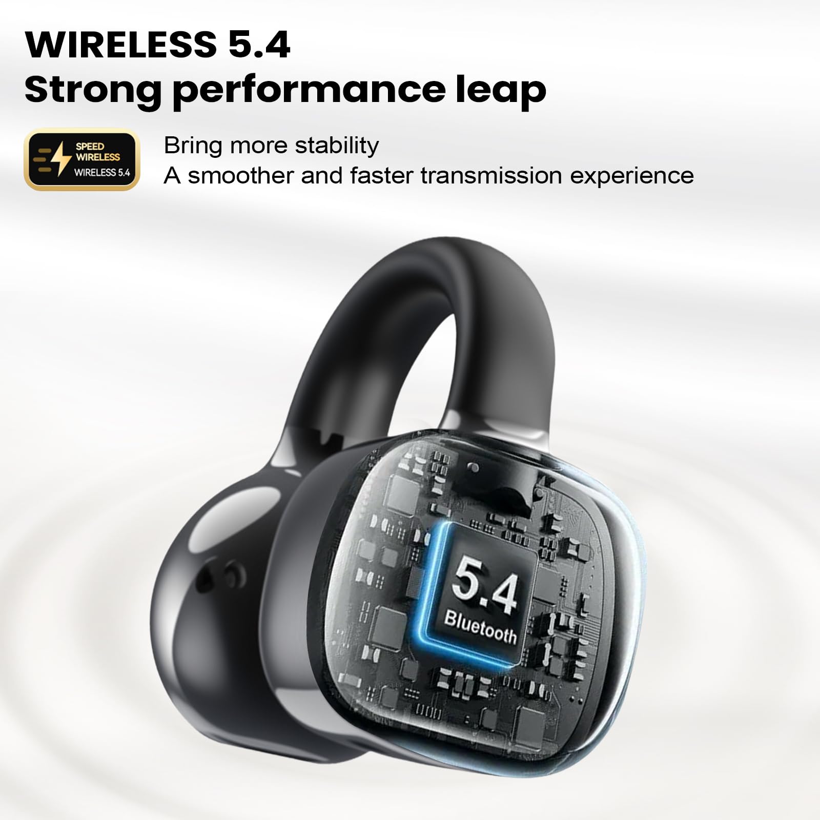 Alutoria Cuffie Auricolari Aperte, Touchscreen Intelligente Auricolare Con Clip, Cuffia Traduzione, 3.7g Ultraleggero Comfort, 65 ore di Riproduzione, Auricolari Open Ear Bluetooth 5.4, NERO