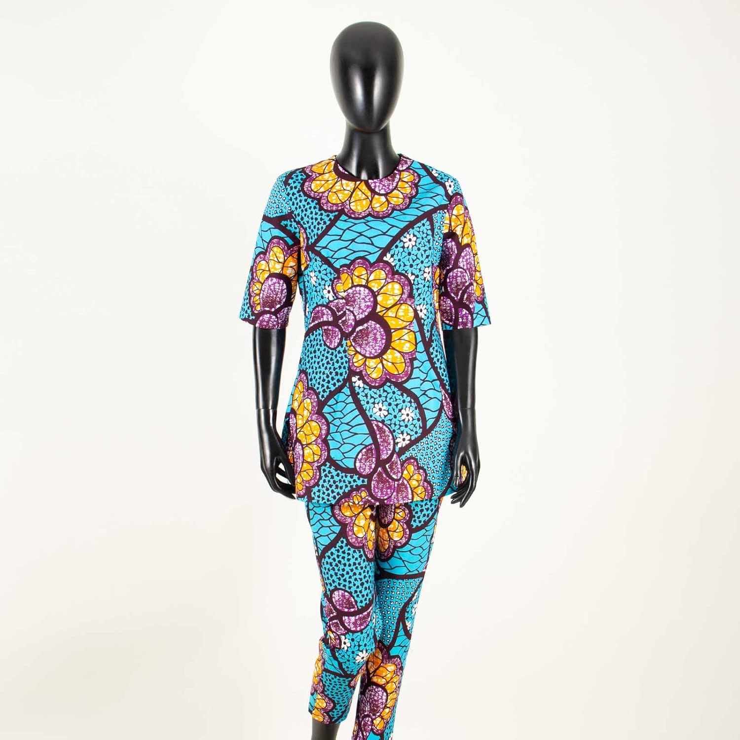African Suits for Women Anakra Print Half Sleeve Top and Pants 2 Piece Set Outfits Dashiki Casual Tracksuit - Image 2