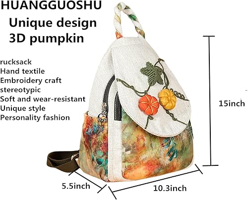 Vista 93 de HUANGGUOSHU Mujer de algodón tejido bohemio cáñamo Boho lona bordado múltiples bolsillos retro linda mochila cartera mochila mochila gato caprichoso