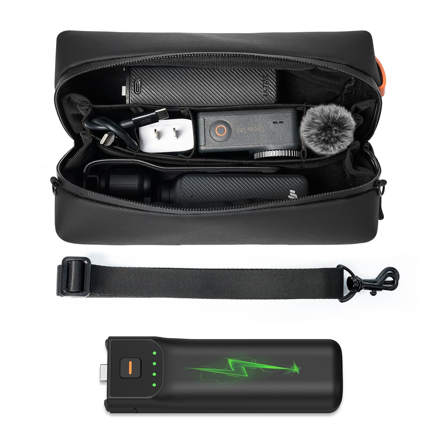 LKTOP Pocket 3 Battery Handle+Carrying Bag for DJI Osmo Pocket 3, Xtra Muse Accessories, 5000mAh 22.5W Fast Charger Power Stick, Handbag, 6hr Battery Life (Charging Time: 35min Camera, 80min Self)
