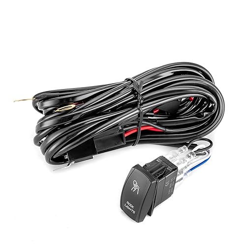 Miniatura 24 de WeiSen Arnés de cableado para señal de giro UTV con interruptor basculante, fusible de relé intermitente, 20 AWG 2 cables 12V/24V, kit de cableado