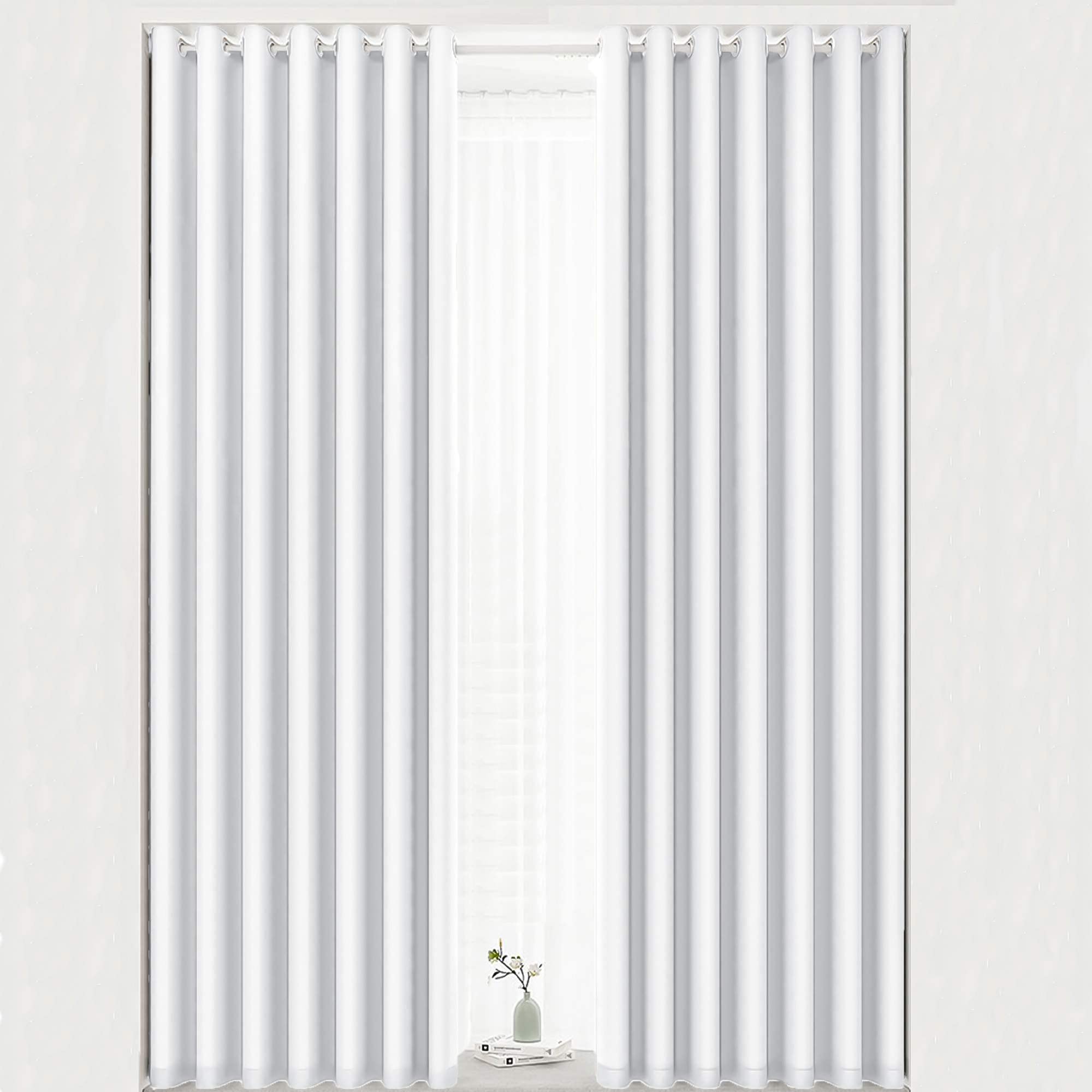 DALINA Textil -Cortina Opaca 140 x 225 para Salón Dormitorio - Cortina para Habitacion Color Solido - Cortinas Lisas Suave con Ojales para Ventanass 2 Piezas de 140x225cm Blanco