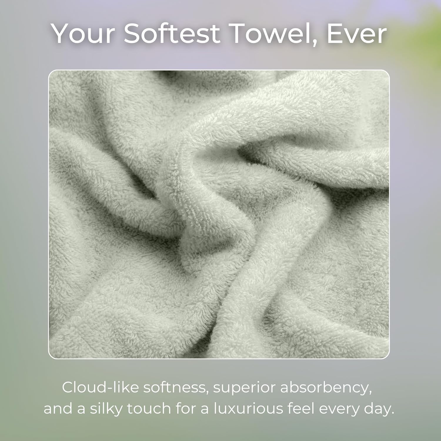 Bamboo Bath Towels, Set of 6 | Super Absorbent, Quick Dry, Extra Plush | Bamboo Viscose & Zero-Twist Cotton | Thick & Soft Blend | 700 GSM Luxury Shower Bathroom Towel | Color Eucalyptus