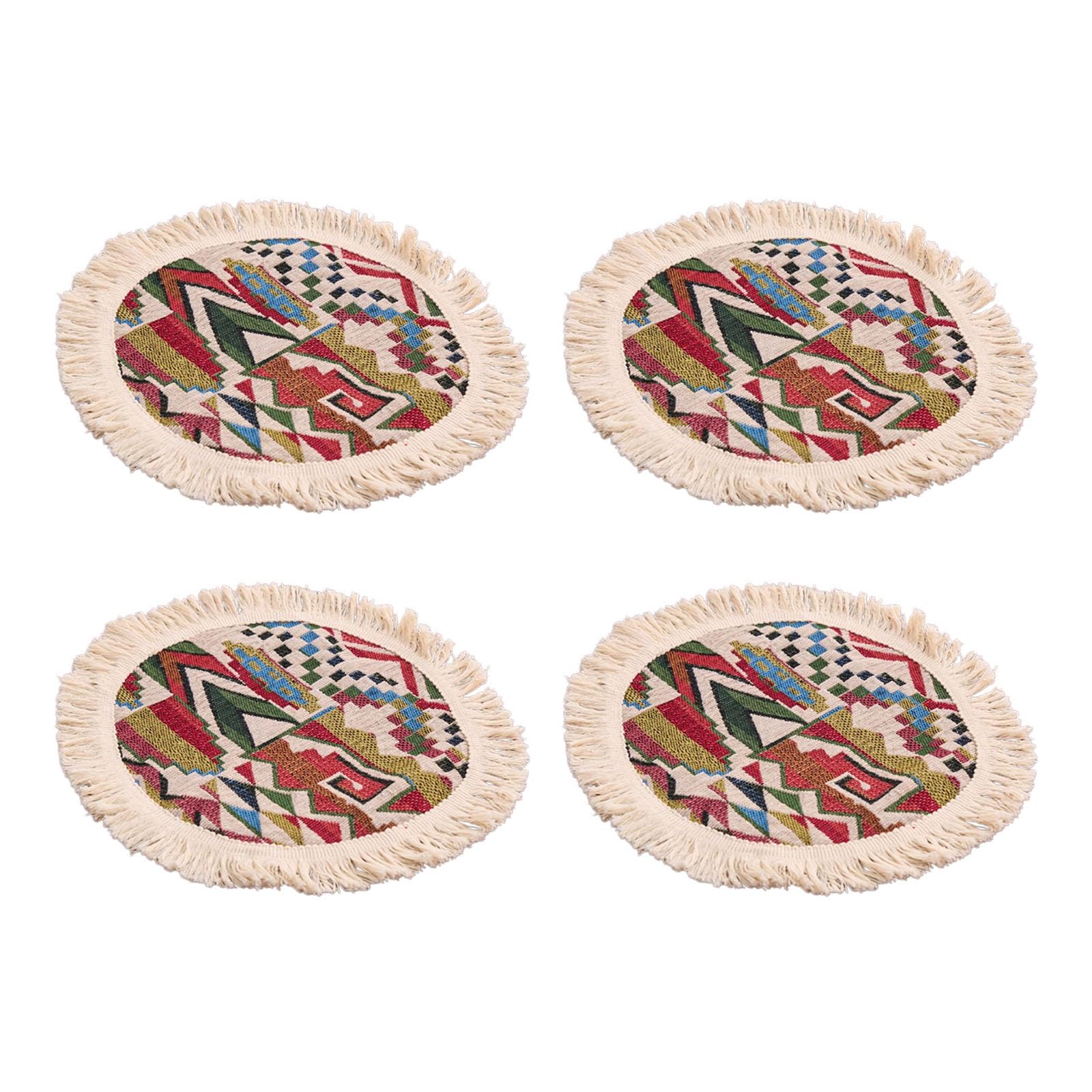 Tsophreniq Artistic Retro Cotton Linen Placemat Set of 4 with Heatproof Design Dining Accessories for Kitchen and Dining Room Washable Table Protectors