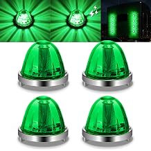 4Pcs Watermelon Lights Green Lens Starburst LED Accent Lights Multi Functions Steady/Strobe/Rotating with Bezel fits for Kenworth Peterbilt Freightliner Trucks