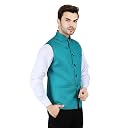 Badoliya & Sons Men's Jute Nehru Jacket/Waist Coat (Bottle Green, 48) gallery image