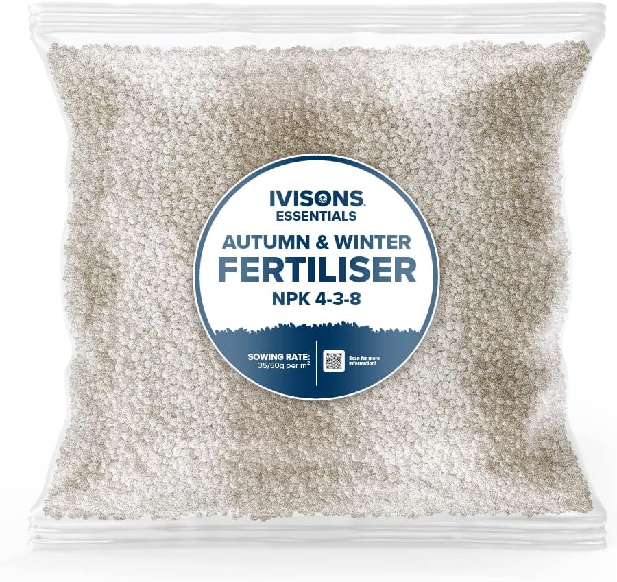 1kg Ivisons 4-3-8 + 4 FE Autumn Winter Lawn Feed | Prepares Grass for Cold Temperatures | Protect Your Lawn from Disease, Frost & Kill Moss | Lawncare Fertiliser for Winter Treatment | Covers 20m2
