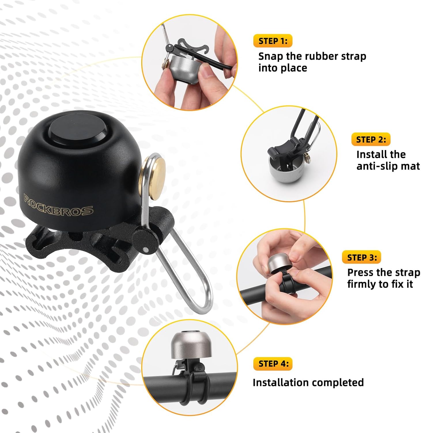 ROCKBROS Bike Bell Classic Bicycle Bell,Loud Sound 100dB Bike Bells for Adults Kids, Fit for 0.87-1.34in Bicycle Handlebars,Road Mountain Bike Accessories