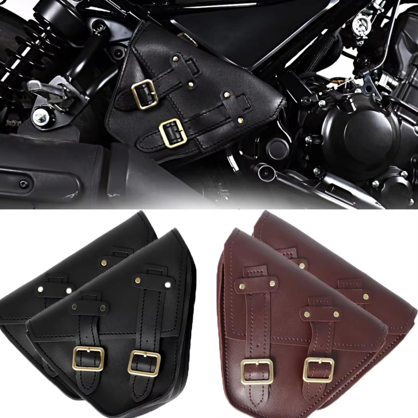 Borsa sella moto Borsa Per Attrezzi Universale Per Moto Borsa Laterale Impermeabile Finta Sissybar Laterale Confezione Di Accessori Per La Modifica Della Sostituzione | Pair brown