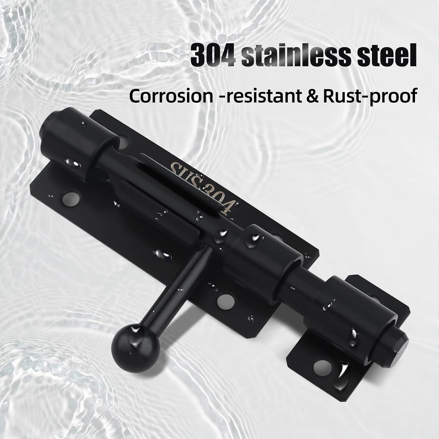 Barrel Bolt Latch, 4.2 Inch Slide Lock, SUS304 Stainless Steel Slide Bolt Latch with Padlock Hole, Heavy Duty Slide Bolt Gate Latch Lock for Wooden Fence, Yard Door, Barn Door, Shed Door (Black)