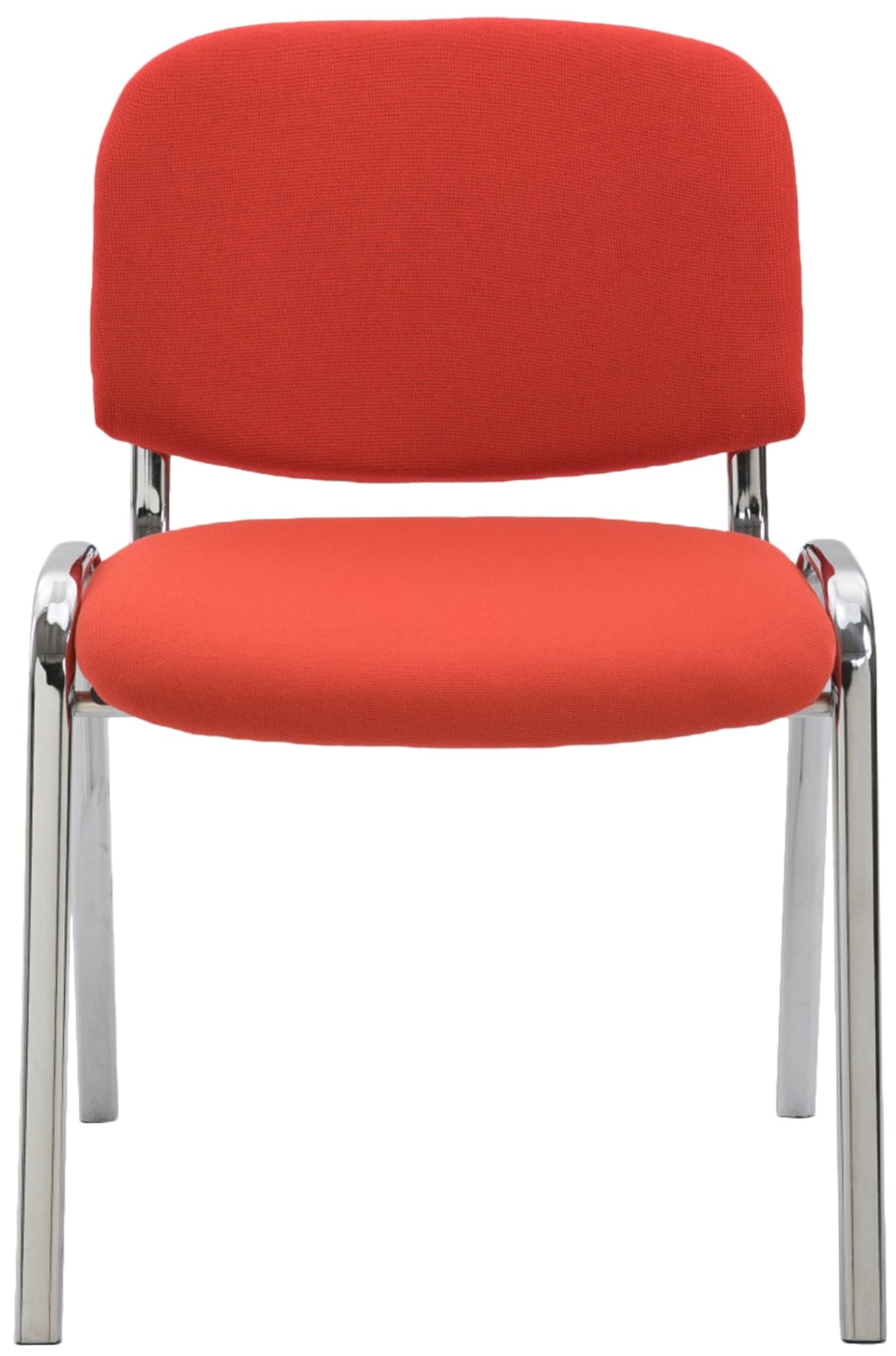 CLP Sedia Ospite Ken C Imbottita I Sedia Attesa In Stoffa E Metallo Cromato I Sedia Ufficio Impilabile Carico Max 120 KG I Sedia Riunioni, Colore:rosso