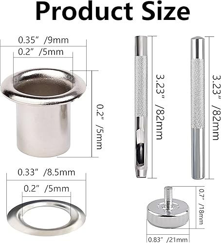 Vista 12 de YHNTGB Juego de 600 ojales de metal de 3/16 pulgadas con 3 herramientas de instalación y caja de almacenamiento para zapatos, ropa, bolsa