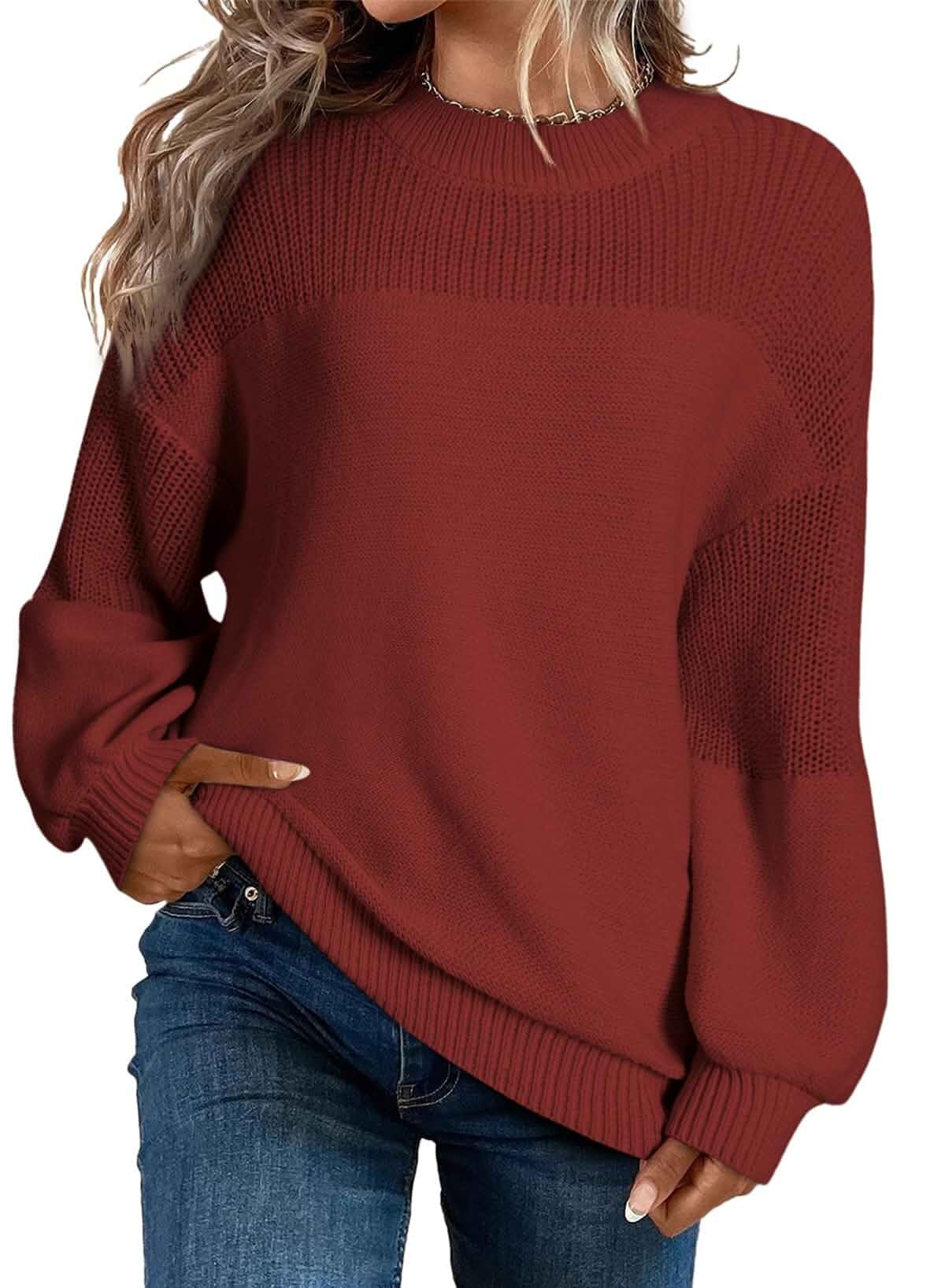 Dokotoo Women's Oversized Long Sleeve Crewneck Pullover Sweaters Solid Color Knit Tops, Elegant Casual Fall Outfits, Soft Comfy Fashion Clothing, Trendy 2026 Winter Clothes