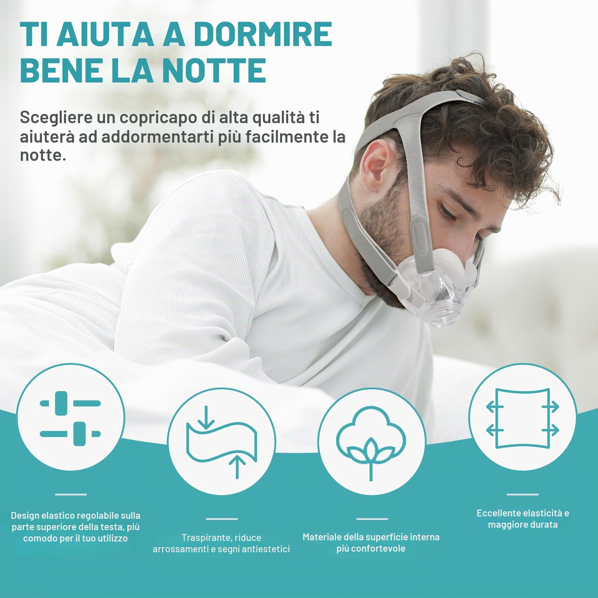 Confezione da 2 copricapi compatibili con Airfit F30, copricapo di ricambio con maggiore elasticità, include 2 copricapi e 4 clip, cinghia flessibile per una vestibilità comoda e tenuta, fornita da