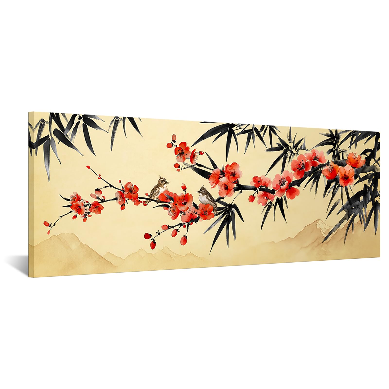 Photo 1 of iKNOW FOTO Large Bamboo Plum Blossoms Chinese Wall Art
