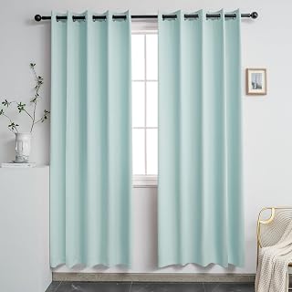 YGO Aqua Curtains 72 Inches Wide by 84 Inches Long for Bedroom - Room Darkening Grommet Top Extra Wide Windows Curtains Drapes for Living Room, 2 Panels, 72W x 84L