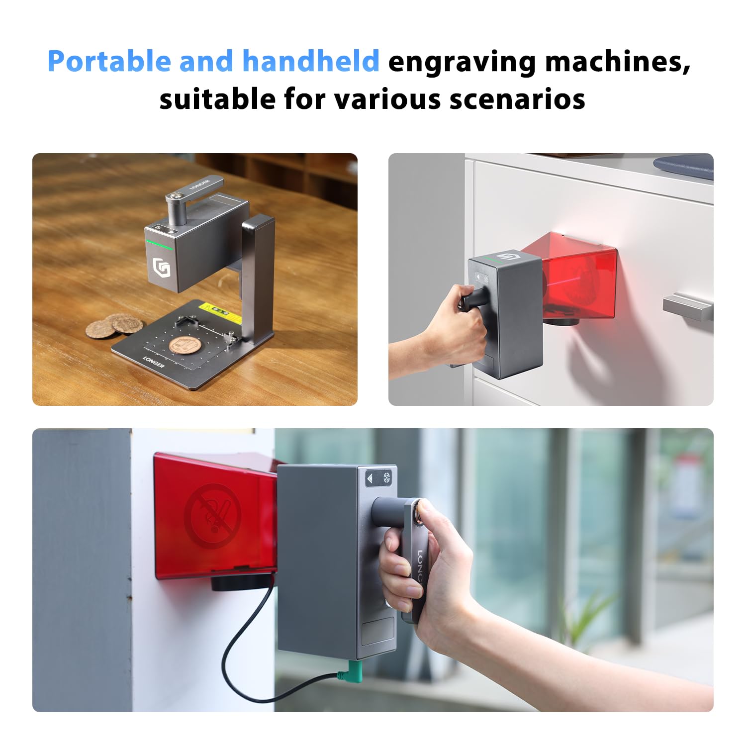 Longer Nano Incisore Laser Portatile, incisione ad alta velocità 5000 mm/s, precisione 0,05×0,05 mm, strumento fai-da-te per legno, acrilico, pelle, tessuto, metallo, ceramica