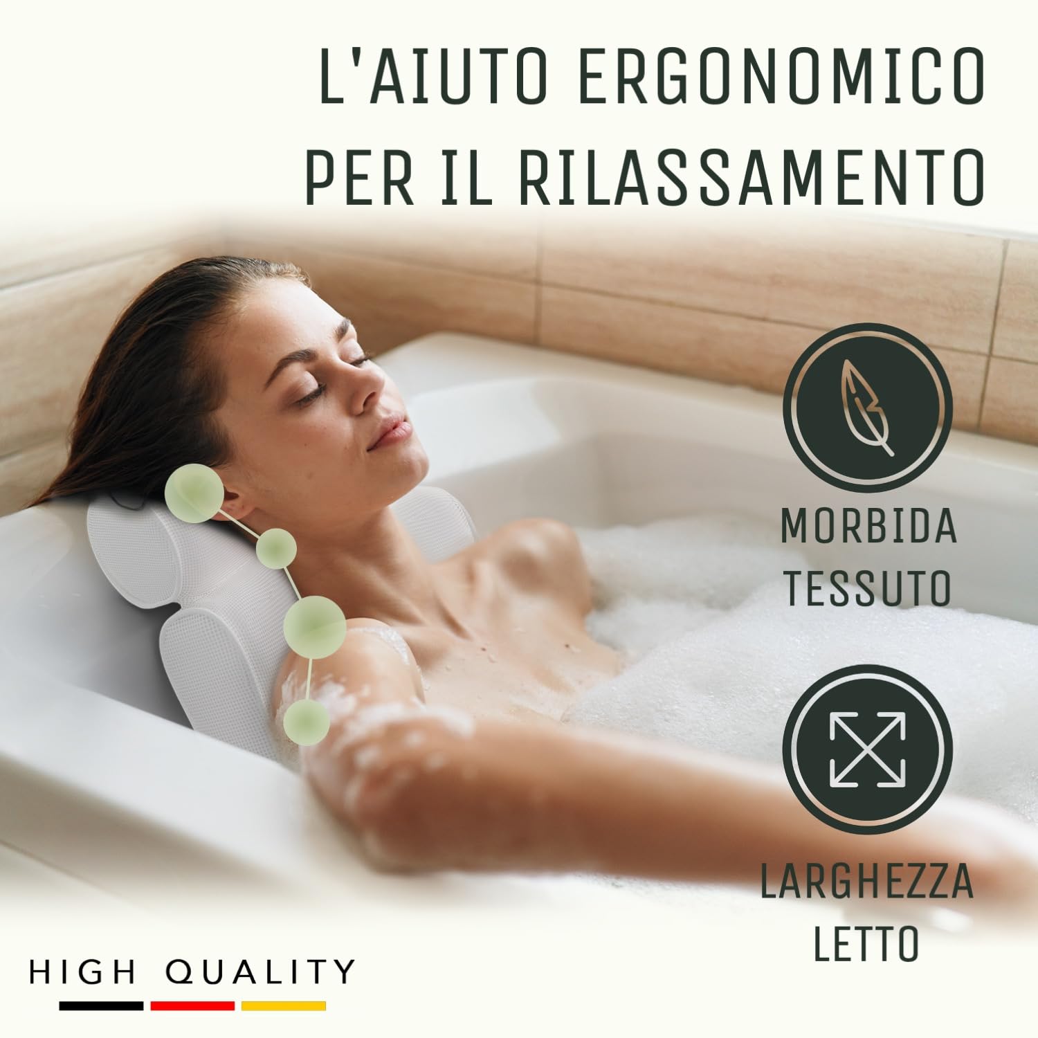 SilverRack Cuscino da bagno MEDIAMENTE MORBIDO [Bianco 3D] - Cuscino per il collo per vasca da bagno con ventose come accessorio per vasca da bagno - Cuscino per vasca da bagno