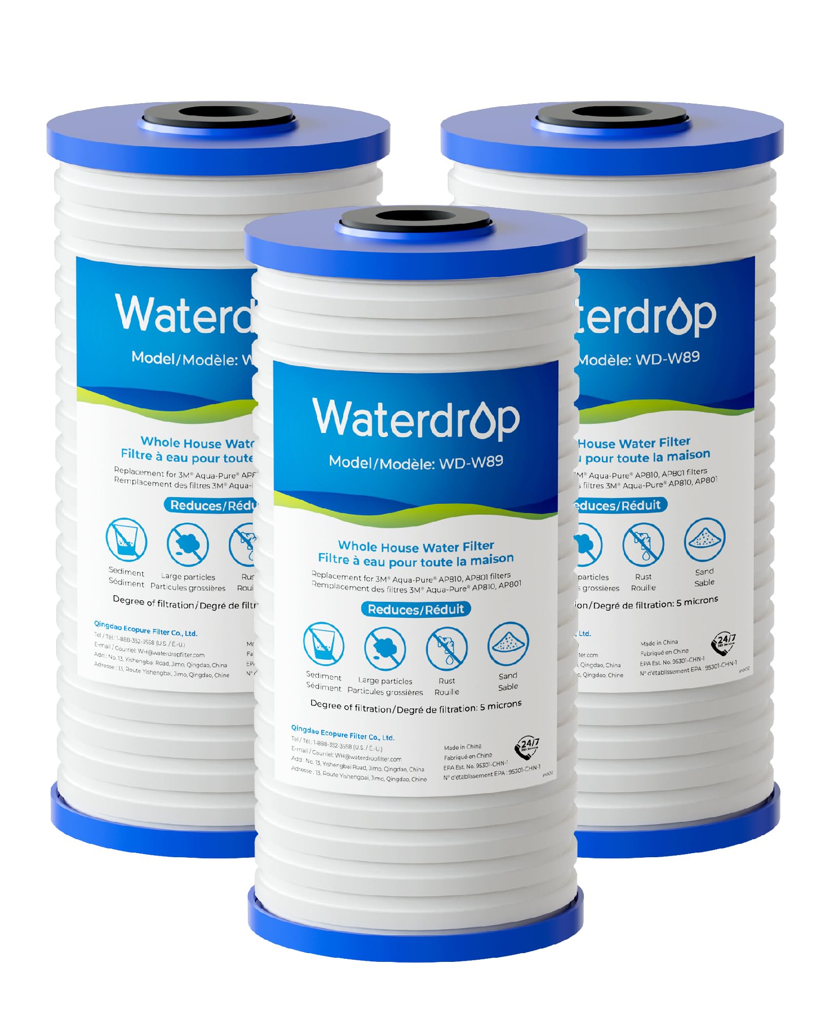 Waterdrop AP810 Whole House Carbon Filter for 3M® Aqua-Pure AP810, 5 Micron