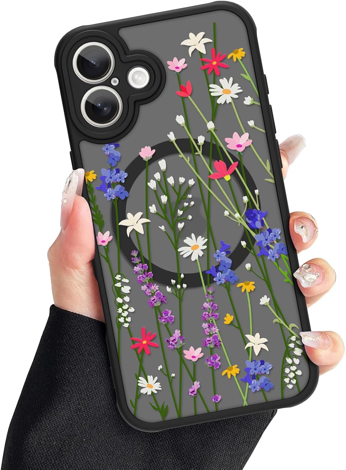 ZIYE Floral Case for iPhone 17 [Compatible with Magsafe] Cute Flower Girls Women Cover Soft TPU Bumper Shockproof Hard Back Protective Phone Cover