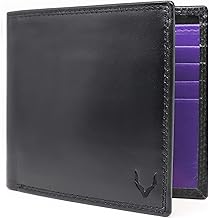PELLE TORO Minimalist Slim Mens Wallet, Handmade Real Leather Card Wallet with RFID Blocking, 10 Card Holder Slots & Note Section, Black & Purple
