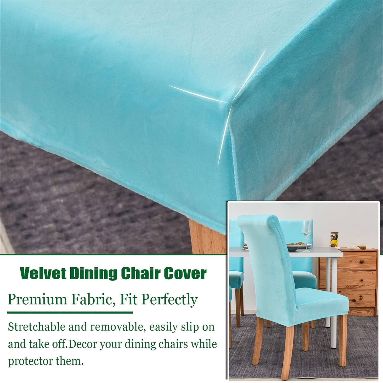 Coprisedia con Schienale Elasticizzate, Copertura della Sedia, Coprisedili da Pranzo Antiscivolo Rimovibile, Fodere Sedie con Schienale, Decorazione per Matrimoni, Banchetti (Set di 6,Acqua Blu)