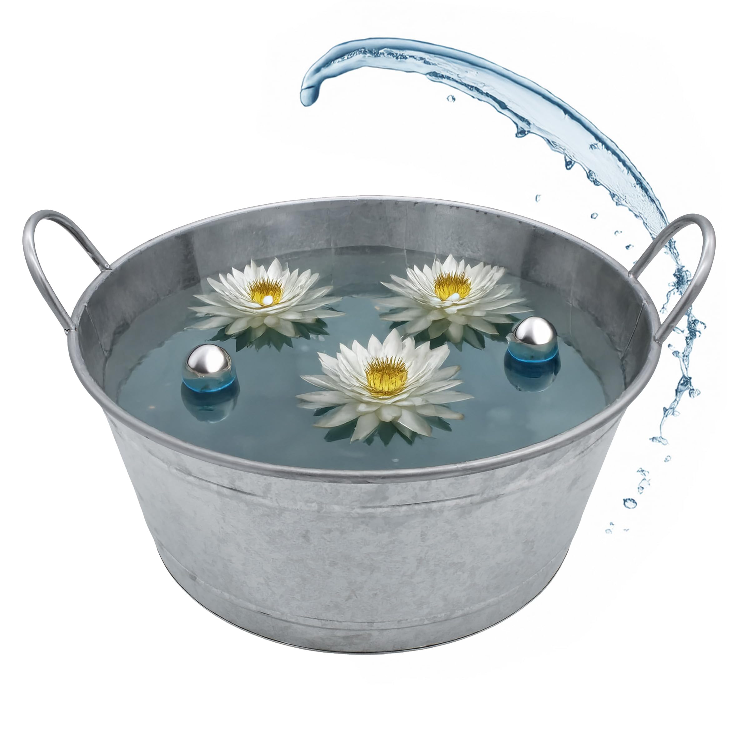 Spetebo Zinkwanne - XXL Zinkwanne mit Griffen, 50 x 22 cm, Silber-verzinkt