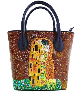 Borsa in pelle dipinta a mano – IL BACIO DI KLIMT - Borse Donna, Borse a Mano, Vera Pelle, Made in Italy, in Pelle Dipinta, Borsetta e Borse a Tracolla, Lavorazione Artigianale