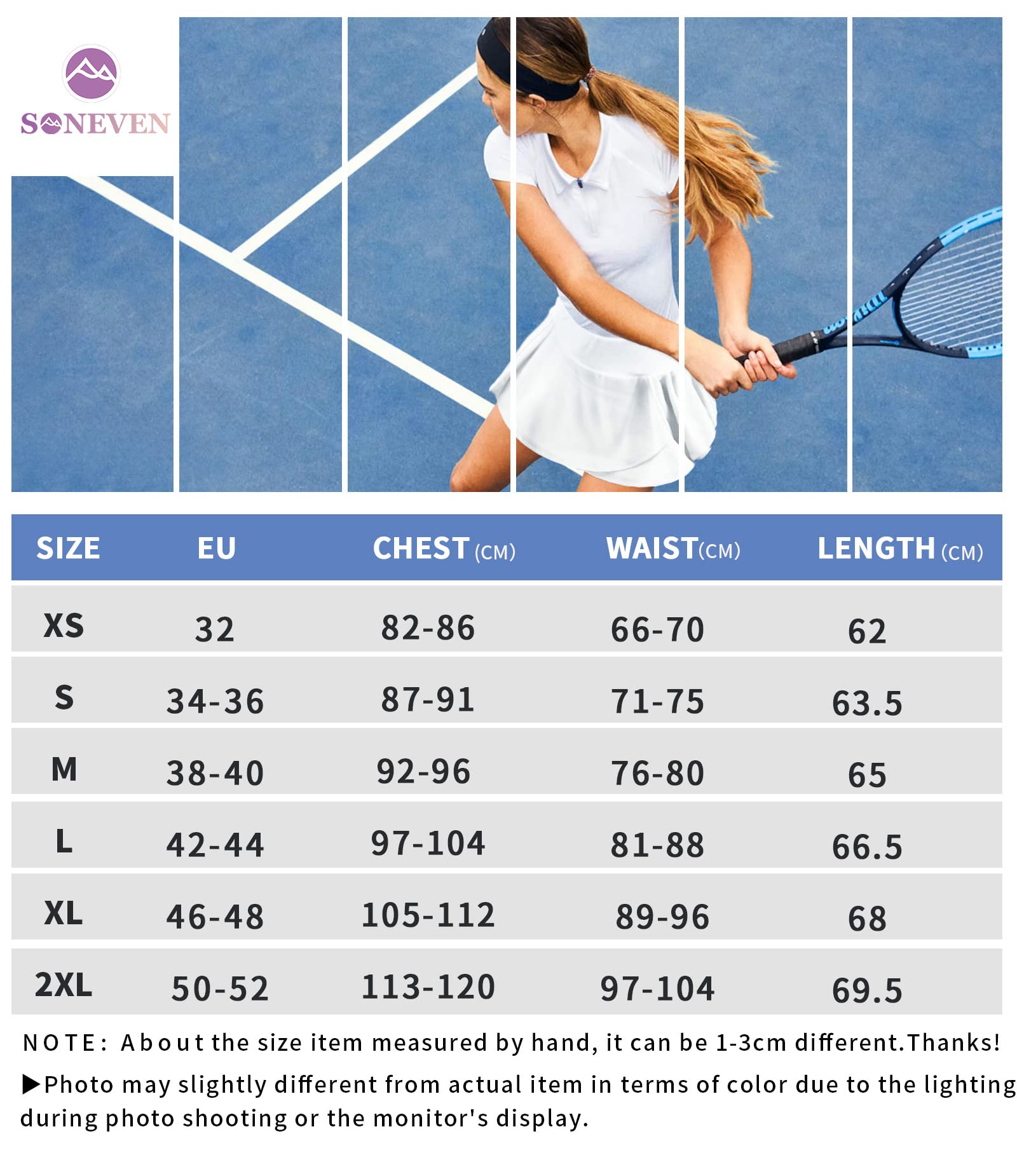 Soneven Polo Transpirable de Manga Corta para Mujer UPF 50+ Cremallera 1/4 Secado rápido