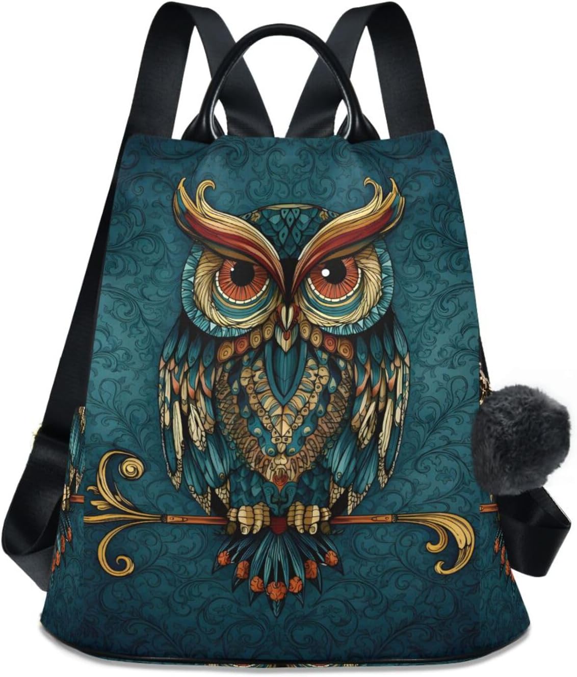 Owl Print Ethnic Backpack Purse for Women Anti Theft Fashion Back Pack Shoulder Bag