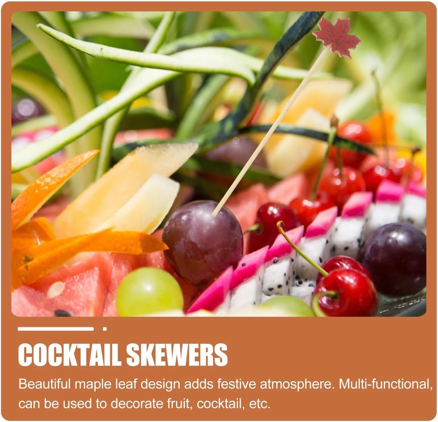 Cocktail Picks Cocktail Picks 500pcs 12.00cm Maple Leaf Bamboo Fruit Decorative Toothpicks