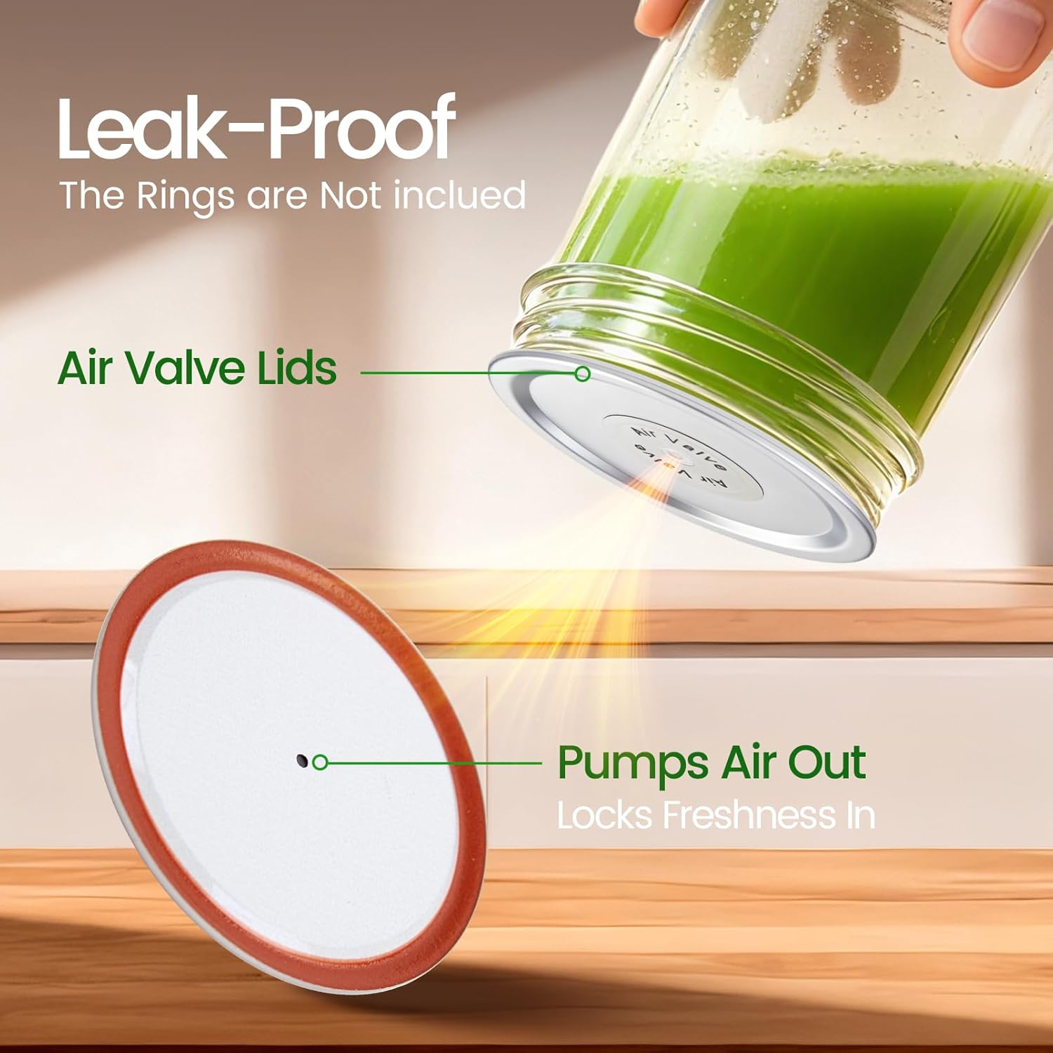 Mason Jar Vacuum Sealer Lids with Air Valve-15-Pack Wide Mouth & 15-Pack Regular Mouth Mason Jar Lids,The RINGS are Not included