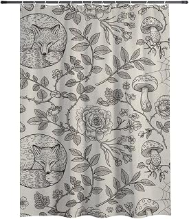 Light Weight Shower Curtain with Hooks Bathroom Curtains Set for Shower Waterproof Cloth Aesthetic Bathtub Curtains Decor Art Retro Vintage Floral Foxes Flower Mushroom Bathtub Curtain 60×72in