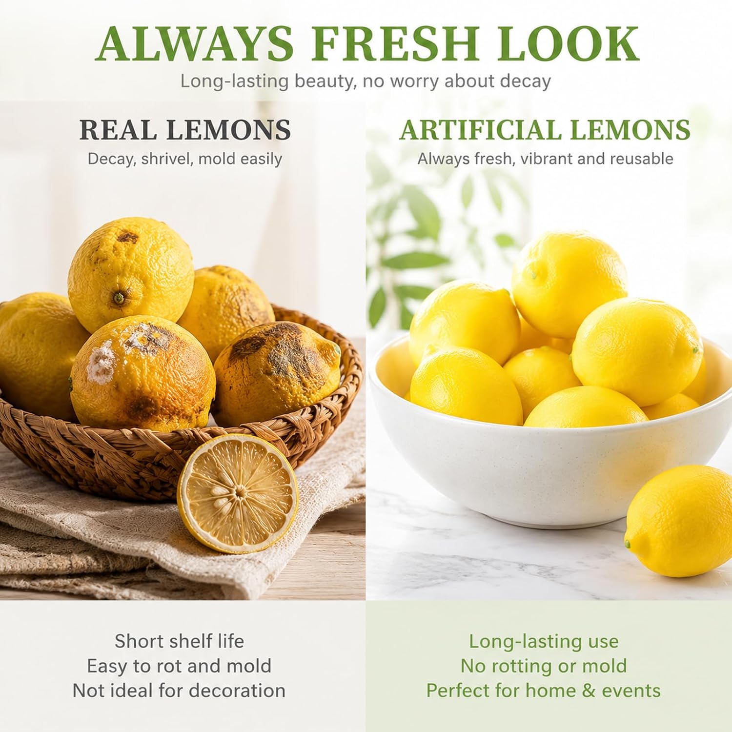 10pcs Artificial Yellow Lemons Fake Lemon Decoration Realistic image 5