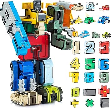Number Transforming Toys 15 PCS Number Robot for Boys Girls 3-10 Years Old