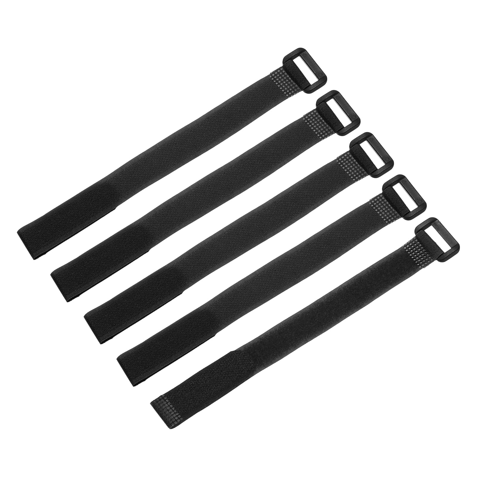 sourcing map 5 Pcs Reusable Battery Tie Down Straps 20mm x 25cm Nylon Multipurpose Battery Hold Down Adjustable Cinch Strap Hook Loop Fastening Tie for Quadcopters FPV RC Drone Boat Car, Black