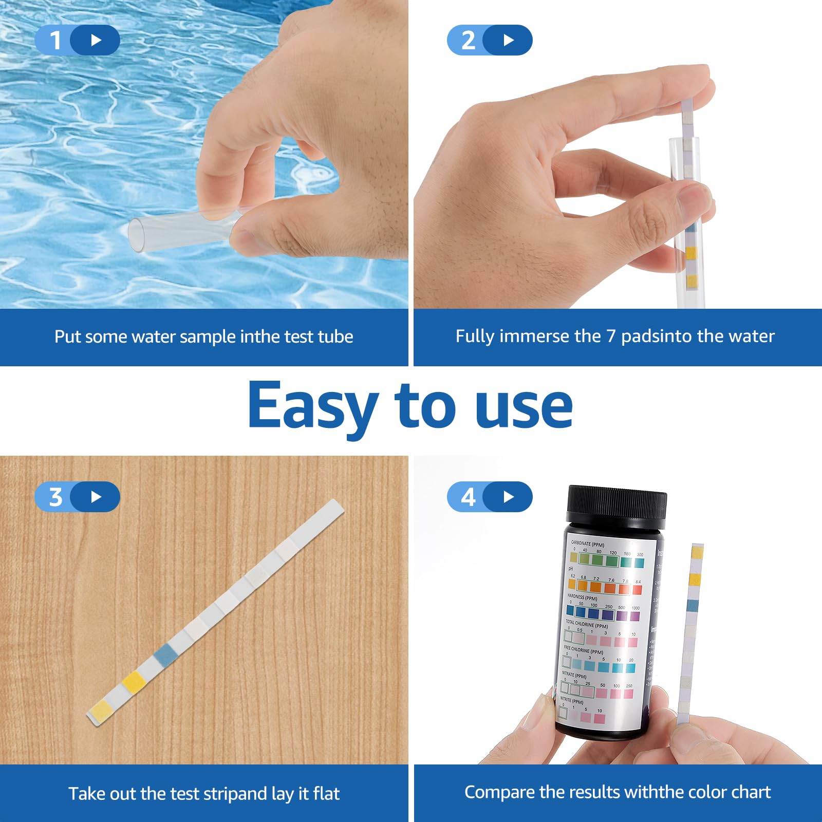 100 Stück Aquarium-Teststreifen für Aquarien, schnell und präzise, mit Reagenzglas, Wassertest-Kits, Aquarium-Teststreifen für Karbonatwurzel, pH-Härte