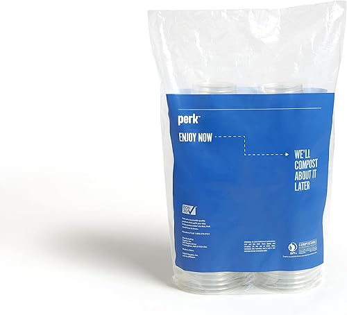 Miniatura 3 de Perk Staples - Vaso de plástico compostable, 16 onzas, transparente/verde