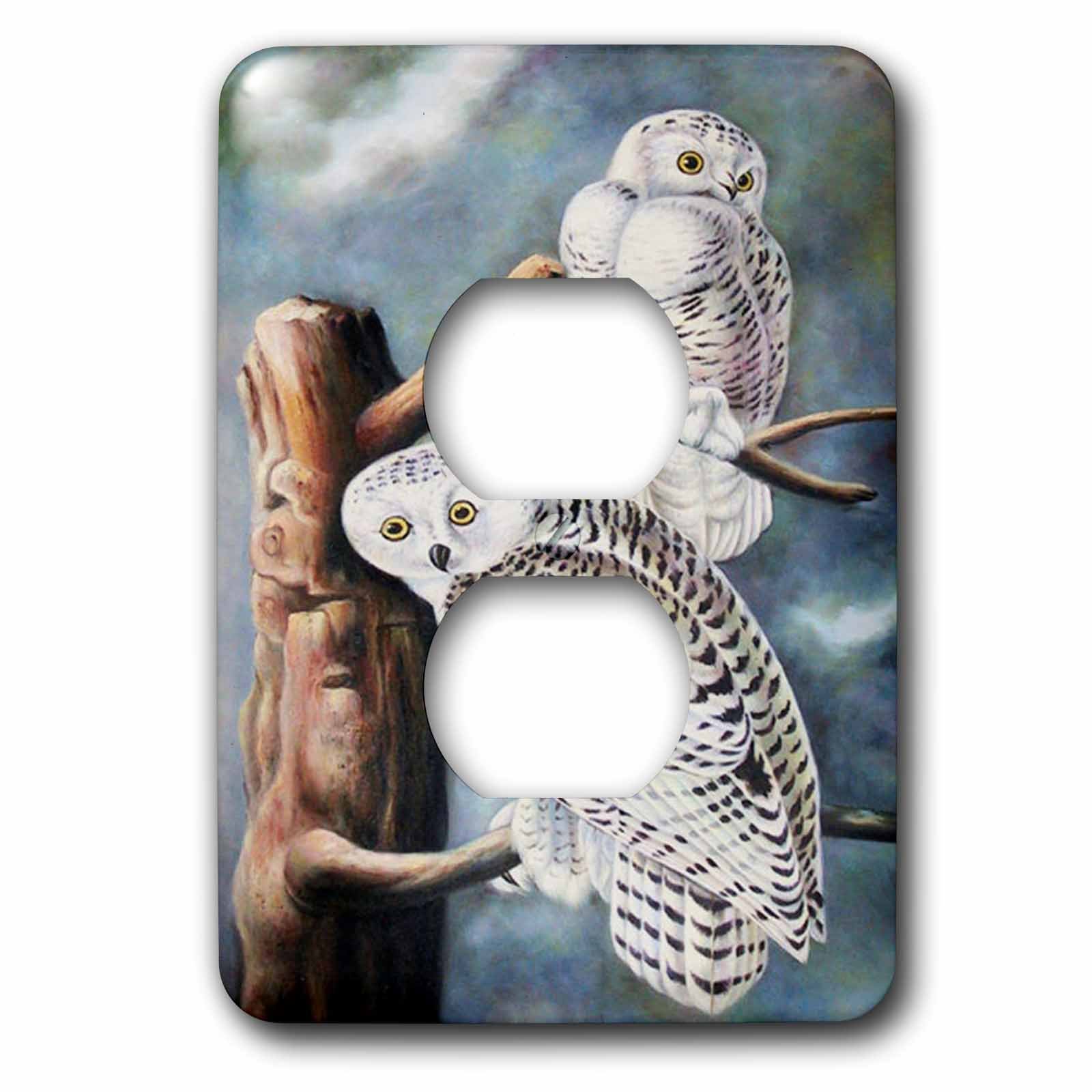 Peinture John Audubon Snowy Owl plaque double d'art mural