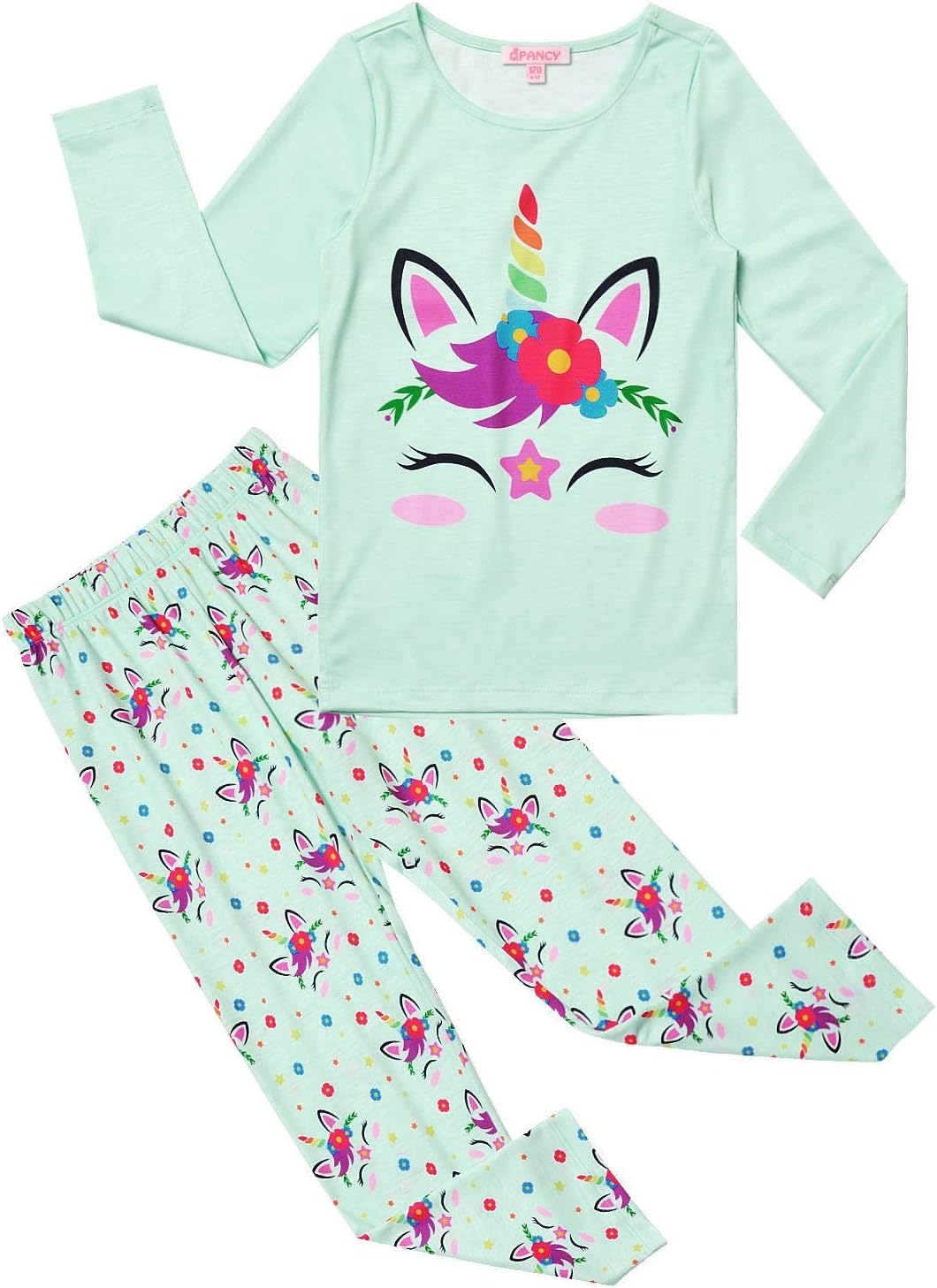 QPANCY Girls Pj Set Unicorn/Mermaid Pajamas Kids Fall Winter Cotton Sleepwear