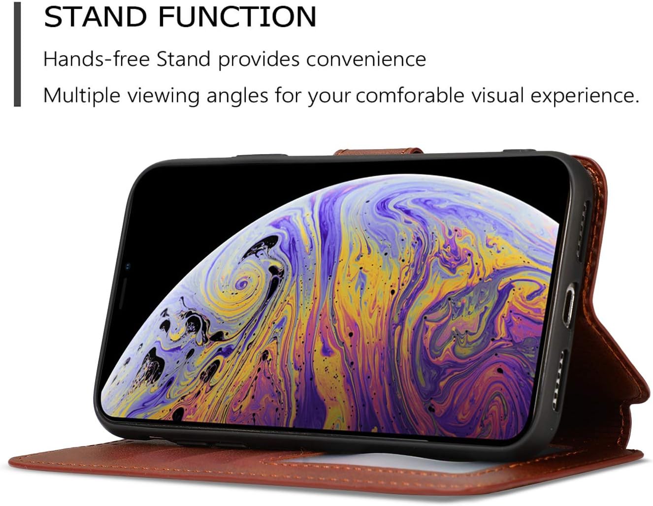 QLTYPRI Case for iPhone XR, Premium PU Leather Simple Wallet Case Card Slots Kickstand Magnetic Closure Shockproof Flip Cover for iPhone XR - Brown