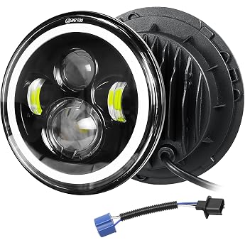 Willpower 1X 7 Zoll Motorrad LED Scheinwerfer Runden 50W 5000LM Bernstein Wei  4 Modi Beleuchtung DRL HI LO Strahler Fahrscheinwerfer Feuer Kreuz Offroad f r Auto Wrangler JK TJ LJ CJ JP Hum