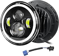 Willpower 1 x 7 Inch 50 W 5000 LM LED Angel Eyes 3000 K Amber + 6000 K White, 4 Lighting Modes, Round Off-Road Lights DRL HI LO Beam for Wrangler JK TJ LJ CJ Car Hummer Motorcycle