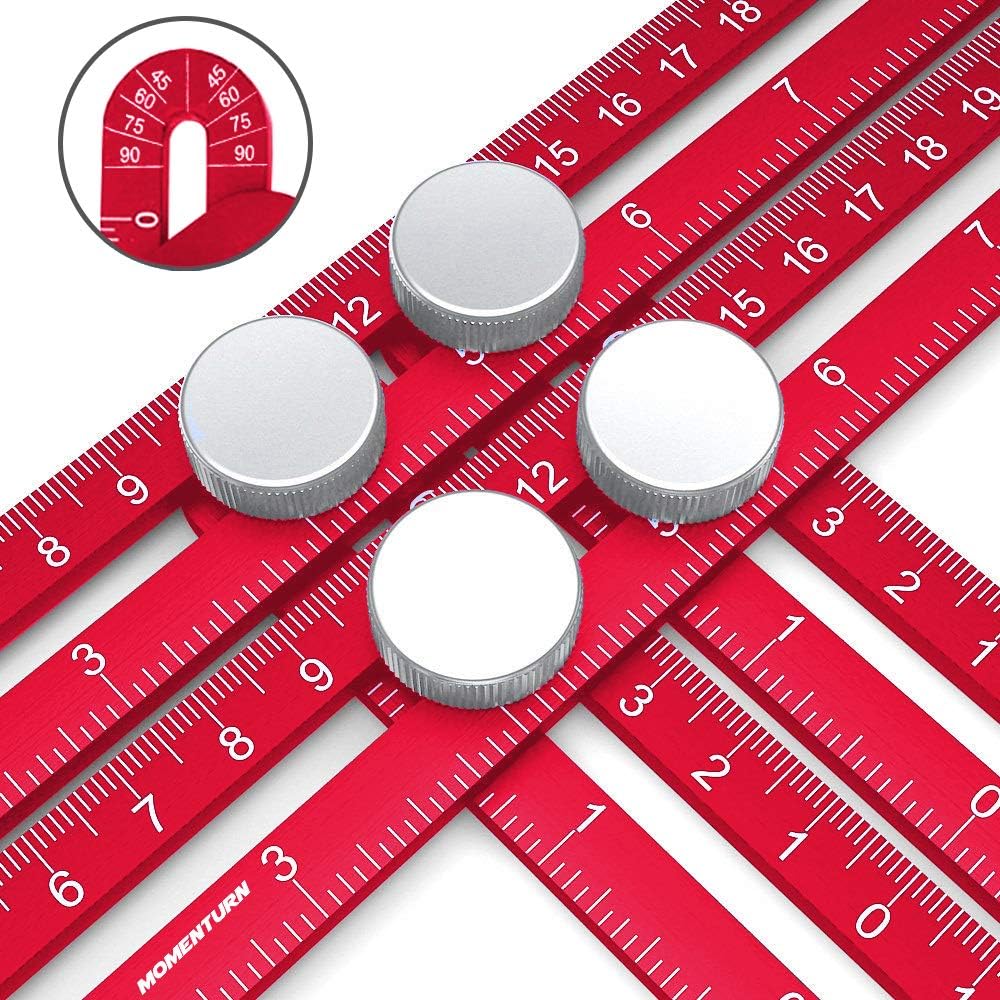 Angulizer Multi-Angle Template Ruler | Ultimate Easy Angleizer | Universal Full Metal Anglizer Jig | Irregular Shape Copy Tool | Crafter Layout Stencil | Red