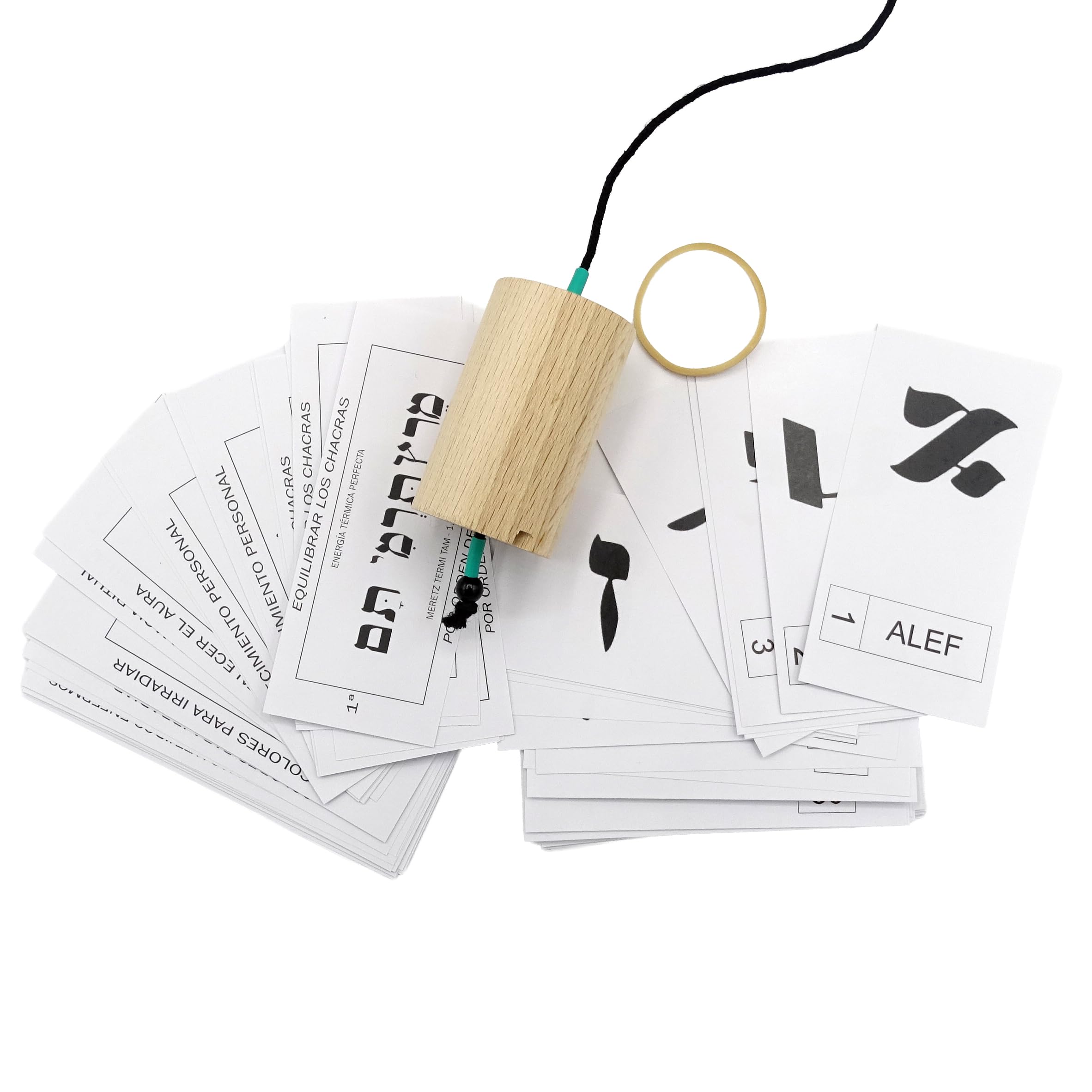 Péndulo Hebreo de Madera de Haya con Tarjetas
