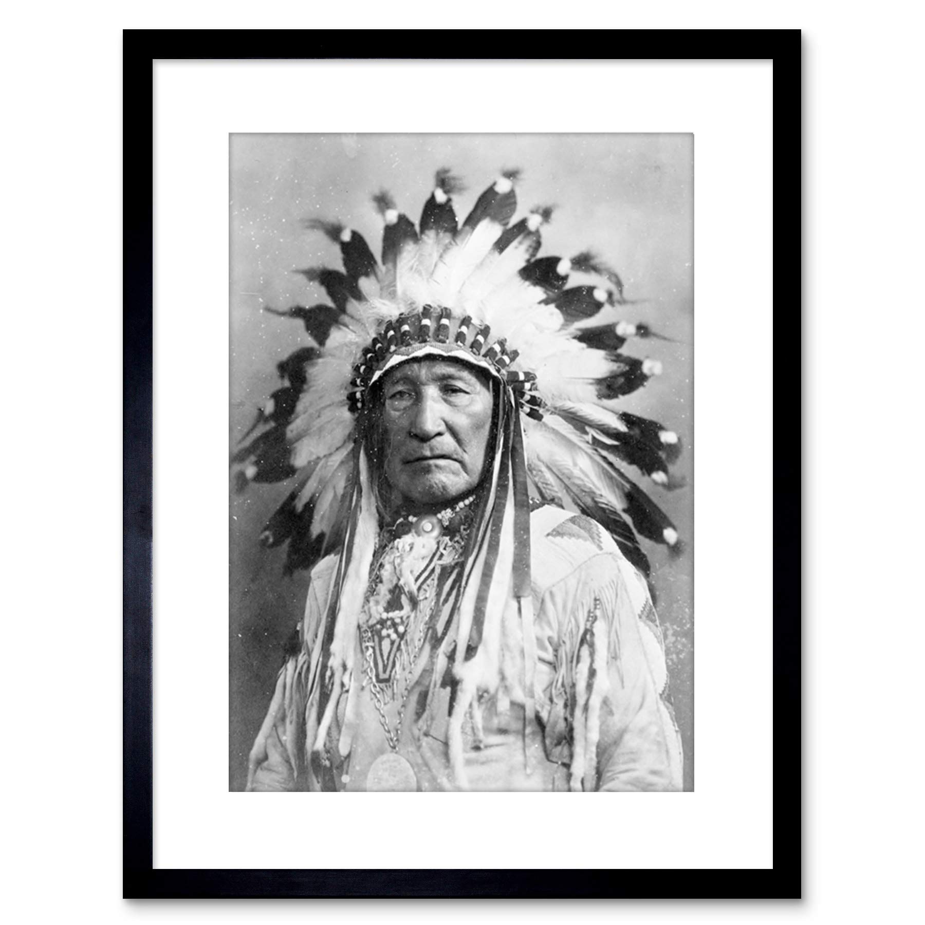 Wee Blue Coo Photo Native American Indian Mountain Chief Framed Wall Art Print